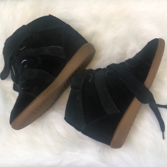 Isabel Marant Women's 7 Bluebel Black Leather Wedge Sneakers - Picture 1 of 12